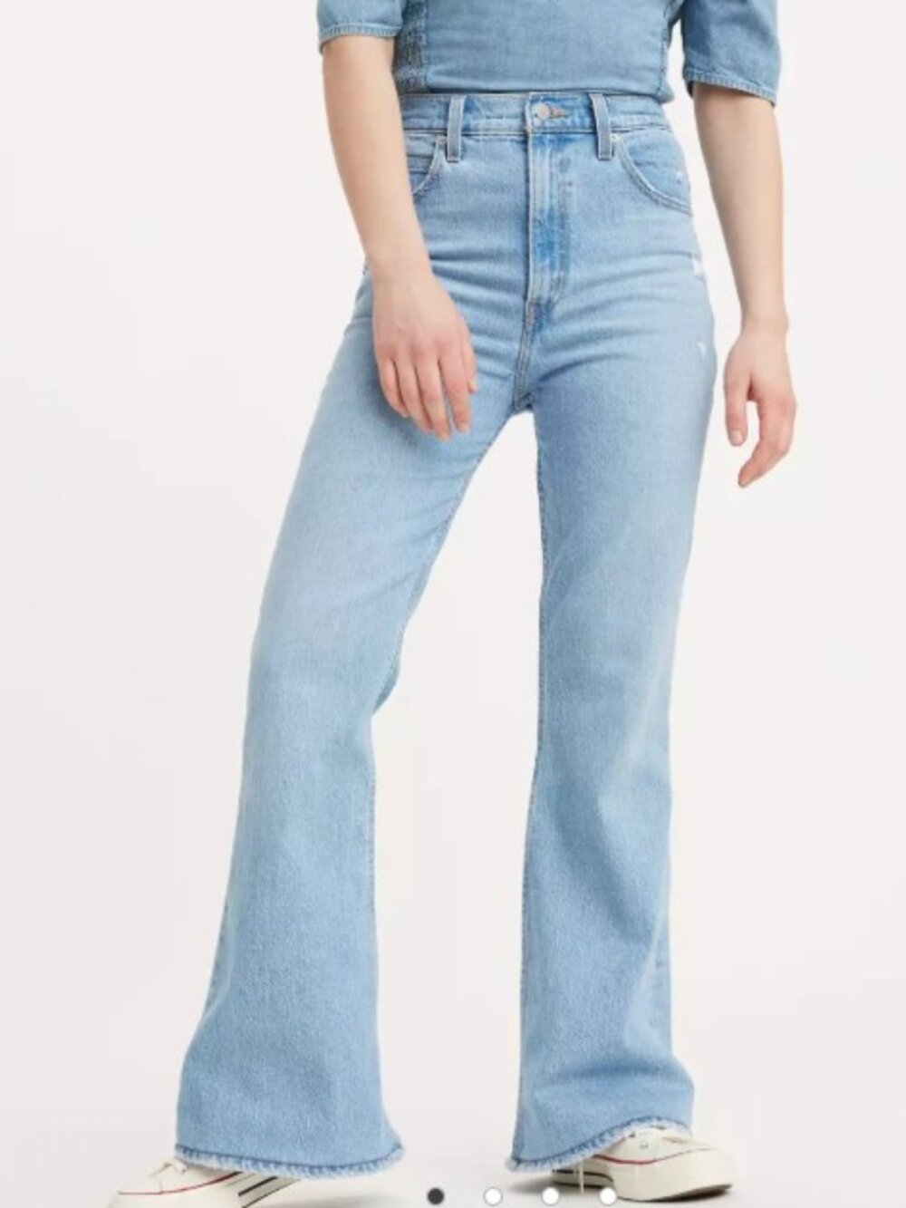 Levis Premium Women's High Rise Blue Denim 70s High Flare Jeans Boho  W24 L30